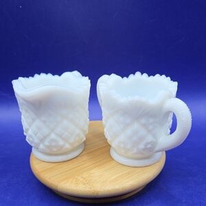 Westmorwland Thumbelina White Milk Glass Creamer and Sugar Set